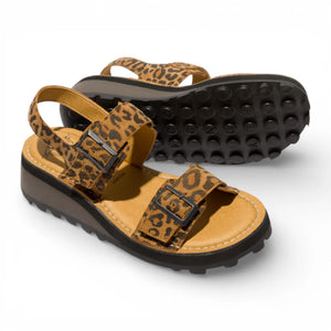 HEIF558FLY - Women’s Tan Leather Wedge Buckle Sandals