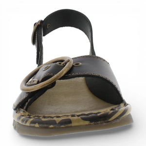 TRAM723FLY - Women’s Black Leather Wedge Sandals