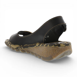 TRAM723FLY - Women’s Black Leather Wedge Sandals