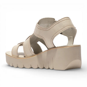 YUDD236FLY - Women’s Off White Leather Wedge Sandals