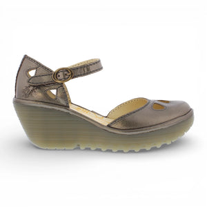 YUNA - Women’s Bronze Brown Leather Wedge Sandals