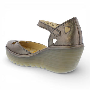 YUNA - Women’s Bronze Brown Leather Wedge Sandals