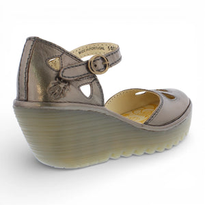 YUNA - Women’s Bronze Brown Leather Wedge Sandals