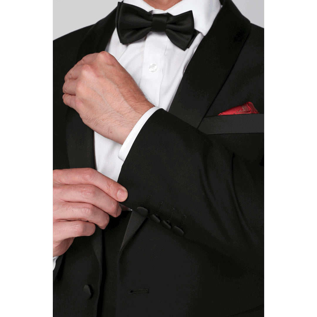 Herren Smoking Schwarz Anzug 3 Teilig Schal Revers Formales Hochzeitskleid