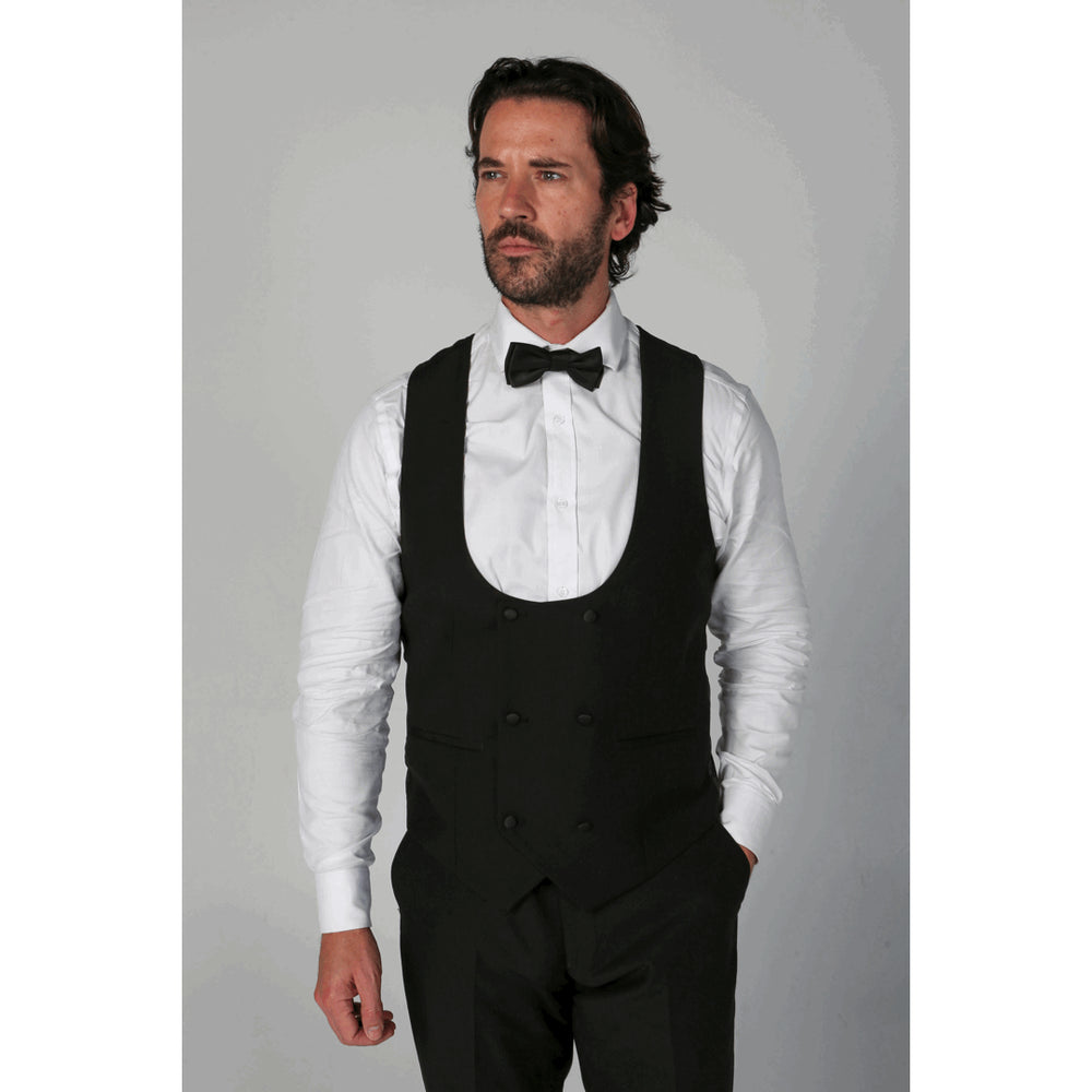 Ford - Men's Black Double Breasted Waistcoat