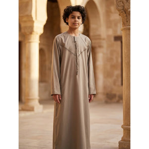 HM10 - Boy's Thobe Emirati Omani Zipped Jubba-TruClothing