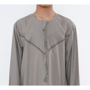 HM10 - Boy's Thobe Emirati Omani Zipped Jubba-TruClothing