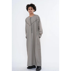 HM10 - Boy's Thobe Emirati Omani Zipped Jubba-TruClothing