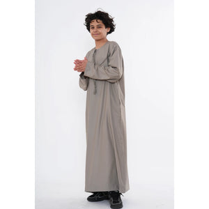 HM10 - Boy's Thobe Emirati Omani Zipped Jubba-TruClothing