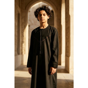 HM10 - Boy's Thobe Emirati Omani Zipped Jubba-TruClothing