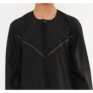 HM10 - Boy's Thobe Emirati Omani Zipped Jubba-TruClothing