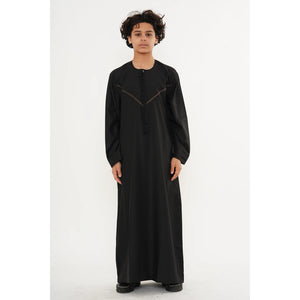 HM10 - Boy's Thobe Emirati Omani Zipped Jubba-TruClothing