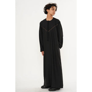 HM10 - Boy's Thobe Emirati Omani Zipped Jubba-TruClothing