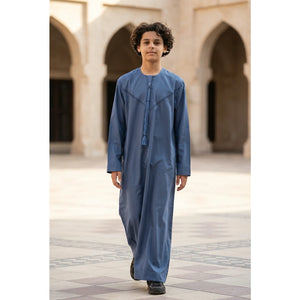 HM10 - Boy's Thobe Emirati Omani Zipped Jubba-TruClothing