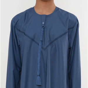 HM10 - Boy's Thobe Emirati Omani Zipped Jubba-TruClothing