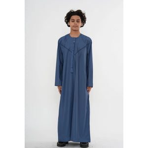 HM10 - Boy's Thobe Emirati Omani Zipped Jubba-TruClothing