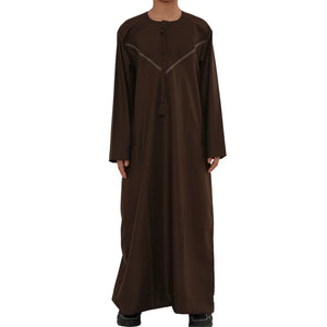 HM10 - Boy's Thobe Emirati Omani Zipped Jubba-TruClothing