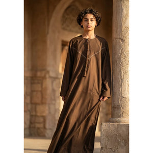 HM10 - Boy's Thobe Emirati Omani Zipped Jubba-TruClothing