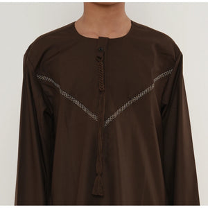 HM10 - Boy's Thobe Emirati Omani Zipped Jubba-TruClothing