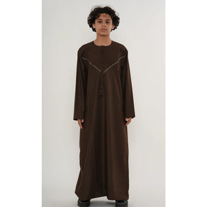 HM10 - Boy's Thobe Emirati Omani Zipped Jubba-TruClothing