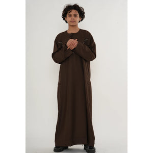 HM10 - Boy's Thobe Emirati Omani Zipped Jubba-TruClothing