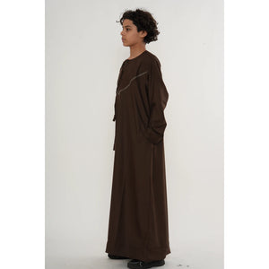 HM10 - Boy's Thobe Emirati Omani Zipped Jubba-TruClothing