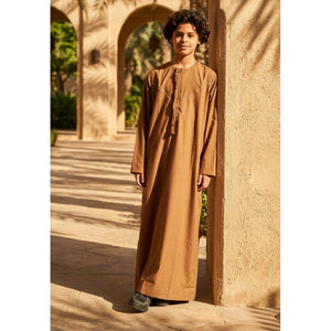 HM10 - Boy's Thobe Emirati Omani Zipped Jubba-TruClothing