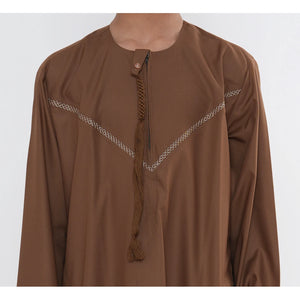 HM10 - Boy's Thobe Emirati Omani Zipped Jubba-TruClothing