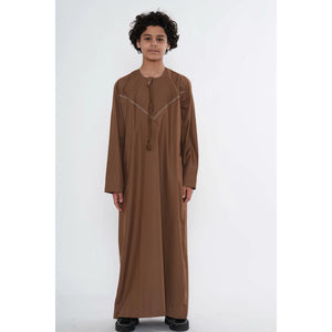 HM10 - Boy's Thobe Emirati Omani Zipped Jubba-TruClothing