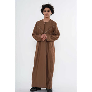 HM10 - Boy's Thobe Emirati Omani Zipped Jubba-TruClothing