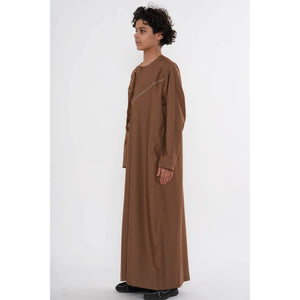 HM10 - Boy's Thobe Emirati Omani Zipped Jubba-TruClothing