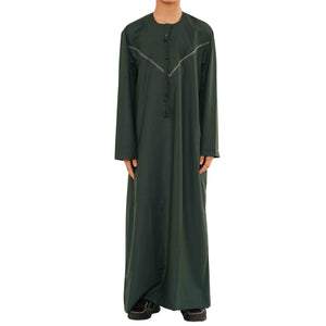 HM10 - Boy's Thobe Emirati Omani Zipped Jubba-TruClothing