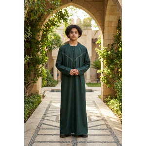 HM10 - Boy's Thobe Emirati Omani Zipped Jubba-TruClothing