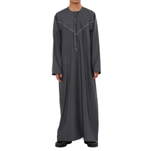 HM10 - Boy's Thobe Emirati Omani Zipped Jubba-TruClothing