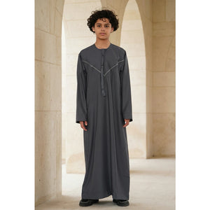 HM10 - Boy's Thobe Emirati Omani Zipped Jubba-TruClothing