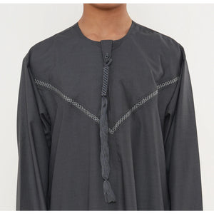 HM10 - Boy's Thobe Emirati Omani Zipped Jubba-TruClothing