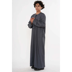 HM10 - Boy's Thobe Emirati Omani Zipped Jubba-TruClothing