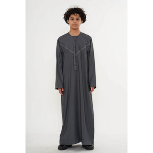 HM10 - Boy's Thobe Emirati Omani Zipped Jubba-TruClothing
