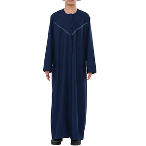 HM10 - Boy's Thobe Emirati Omani Zipped Jubba-TruClothing