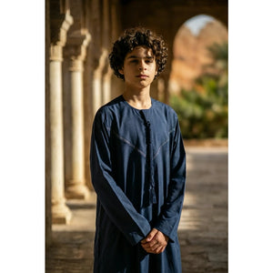 HM10 - Boy's Thobe Emirati Omani Zipped Jubba-TruClothing