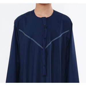 HM10 - Boy's Thobe Emirati Omani Zipped Jubba-TruClothing