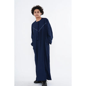 HM10 - Boy's Thobe Emirati Omani Zipped Jubba-TruClothing