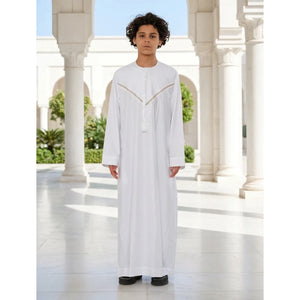 HM10 - Boy's Thobe Emirati Omani Zipped Jubba-TruClothing