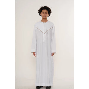 HM10 - Boy's Thobe Emirati Omani Zipped Jubba-TruClothing