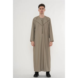 HM10 - Men's Emirati Omani Zipped Embroidery Thobe-TruClothing