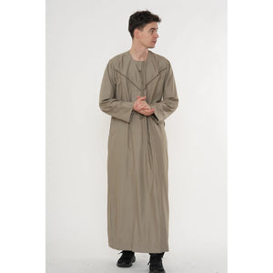 HM10 - Men's Emirati Omani Zipped Embroidery Thobe-TruClothing