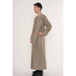 HM10 - Men's Emirati Omani Zipped Embroidery Thobe-TruClothing