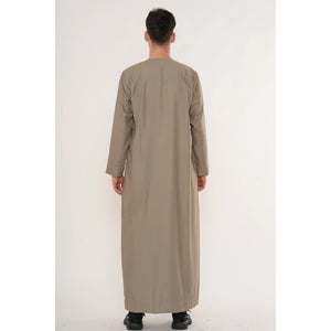 HM10 - Men's Emirati Omani Zipped Embroidery Thobe-TruClothing