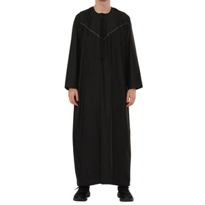 HM10 - Men's Emirati Omani Zipped Embroidery Thobe-TruClothing