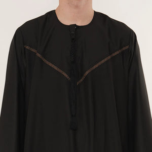 HM10 - Men's Emirati Omani Zipped Embroidery Thobe-TruClothing